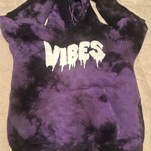 Fashion Nova Purple Tie-Dye Hoodie with White Graphic